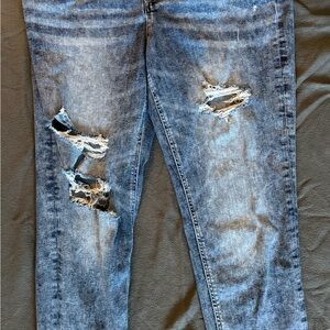Maurices Blue Distressed Straight Leg Jeans
